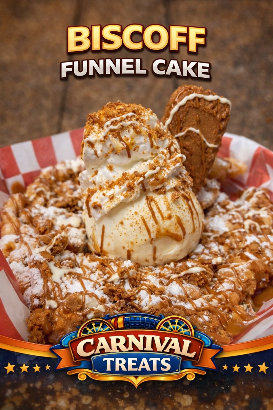 Biscoff Funnel Cake — Carnival Treats branded food photo