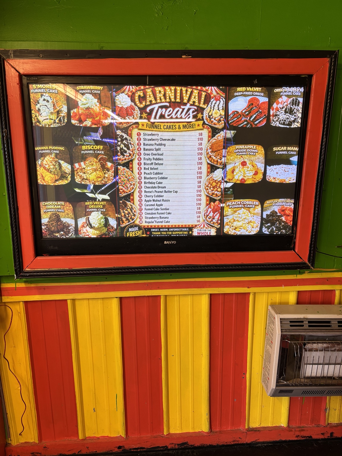 Funnel cakes and sweet treats display
